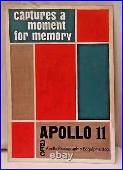 Apollo Photographic Co Vintage Advertisement Cardboard Sign Hand Painted 1969