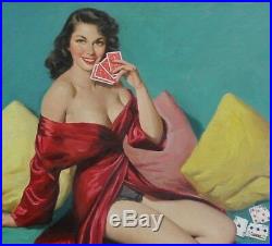 Art Frahm rare original oil painting I Deal vintage pin-up art 1940s INV MC100