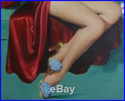 Art Frahm rare original oil painting I Deal vintage pin-up art 1940s INV MC100