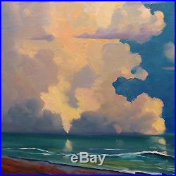 Art Original Painting Impressionism Vintage Hawkins Glorious Clouds Sky Signed
