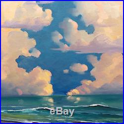 Art Original Painting Impressionism Vintage Hawkins Glorious Clouds Sky Signed