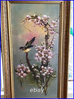 Artist signed Vintage Asian Painting Oil on Canvas Blooming Sakura