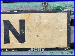 Authentic Antique vtg c1930s Country Store OPEN SIGN Painted Wood 2-Sided Shop