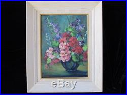 Authentic MID CENTURY vintage oil PAINTING flowers vase FRAMED fine art SIGNED