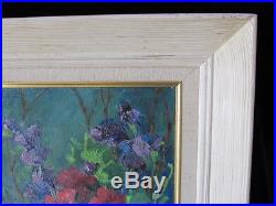 Authentic MID CENTURY vintage oil PAINTING flowers vase FRAMED fine art SIGNED