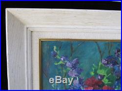 Authentic MID CENTURY vintage oil PAINTING flowers vase FRAMED fine art SIGNED