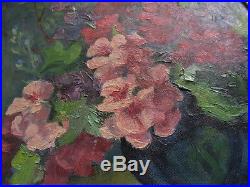 Authentic MID CENTURY vintage oil PAINTING flowers vase FRAMED fine art SIGNED