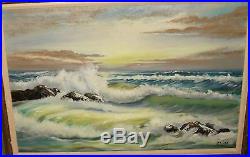 Bailey Original Vintage Oil On Canvas Seascape Huge Painting Dated 1971