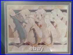 Barbara Burnett Artist VTG Hand Signed LE #30/100 Framed Seahorses 1983 VGUC