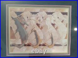 Barbara Burnett Artist VTG Hand Signed LE #30/100 Framed Seahorses 1983 VGUC