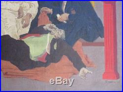 Baron Oil Painting Wpa Era Vintage American Regionalism Tragedy Art Deco Street