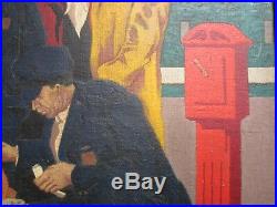 Baron Oil Painting Wpa Era Vintage American Regionalism Tragedy Art Deco Street