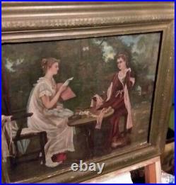 Beautiful Antique Circa 1890 Oil Painting Women With Cat Signed Atherton