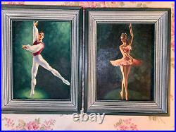 Beautiful Original Vintage Painting Ballerina Ballet 1940s Signed Stunning