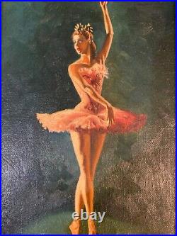 Beautiful Original Vintage Painting Ballerina Ballet 1940s Signed Stunning
