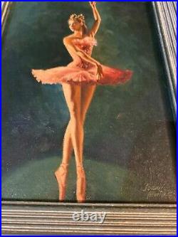 Beautiful Original Vintage Painting Ballerina Ballet 1940s Signed Stunning