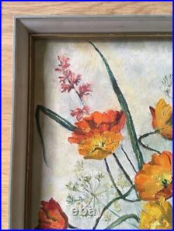 Beautiful Vintage Floral Still Life Oil Painting Canvas Bloomsbury Look Signed