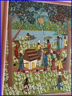 Beautiful Vintage Jacksin Mesidor Haiti Painting Haitian Black Folk Art