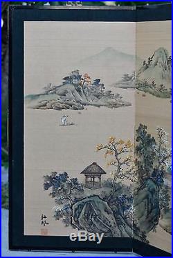 Beautiful Vintage Japanese Painted Folding Screen, Signed & Excellent Condition