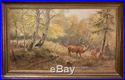 Beautiful Vintage Oil Painting of Deer in the Woods Signed W. Venter & Framed