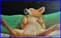 Beautiful Vintage sleeping Chihuahua Dog Painting