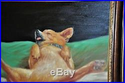Beautiful Vintage sleeping Chihuahua Dog Painting
