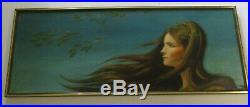 Becerra Painting Vintage Woman Female Retro 48 Inches Portrait 1970's Rare Art