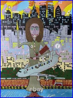 Benny Carter oil painting on canvas, vtg stamped signed