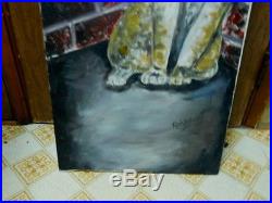 Big Eye Cat Painting Vintage Signed Original