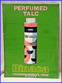 Binaca Perfumed Talc Vintage Advertisement Cardboard Sign Hand Painted 1969 Rare