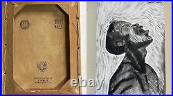 CHARLES WHITE Painting on canvas (handmade) vtg art signed and stamped