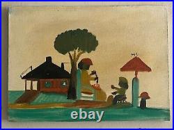 CLEMENTINE HUNTER Painting on canvas (handmade) vtg art signed and stamped