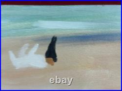 CLEMENTINE HUNTER oil painting on canvas, vtg stamped signed