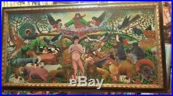 COLLECTIBLE VINTAGE HAITIAN OIL PAINTING BY WILMINO DOMOND PARADISE 24x48 HAITI