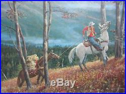COWBOY HORSE WESTERN Vintage Painting George Bowman Listed Artist Signed