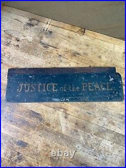 C. 1930s Hand Painted on Metal Double Sided JUSTICE OF THE PEACE Sign