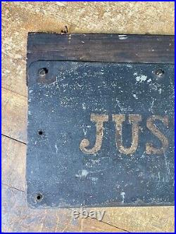 C. 1930s Hand Painted on Metal Double Sided JUSTICE OF THE PEACE Sign