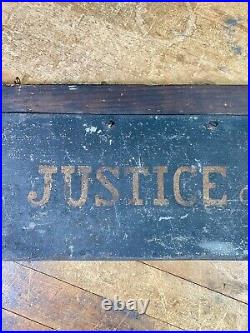 C. 1930s Hand Painted on Metal Double Sided JUSTICE OF THE PEACE Sign