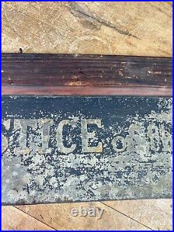 C. 1930s Hand Painted on Metal Double Sided JUSTICE OF THE PEACE Sign