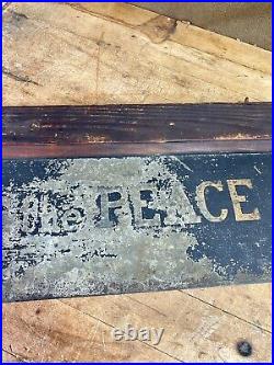 C. 1930s Hand Painted on Metal Double Sided JUSTICE OF THE PEACE Sign