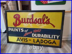 C. 1950s Original Vintage Burdsal's Paint Sign Metal Framed Durability Since 1867