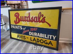 C. 1950s Original Vintage Burdsal's Paint Sign Metal Framed Durability Since 1867