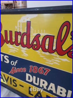 C. 1950s Original Vintage Burdsal's Paint Sign Metal Framed Durability Since 1867