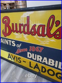 C. 1950s Original Vintage Burdsal's Paint Sign Metal Framed Durability Since 1867