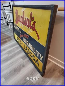 C. 1950s Original Vintage Burdsal's Paint Sign Metal Framed Durability Since 1867