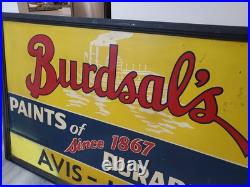 C. 1950s Original Vintage Burdsal's Paint Sign Metal Framed Durability Since 1867