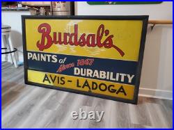 C. 1950s Original Vintage Burdsal's Paint Sign Metal Framed Durability Since 1867
