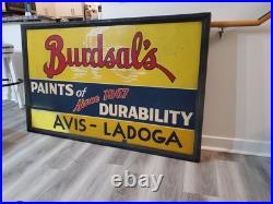 C. 1950s Original Vintage Burdsal's Paint Sign Metal Framed Durability Since 1867