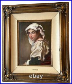 C. Jerrolp Original Oil on Canvas Framed Portrait Peggy KruegerSigned 26x 29