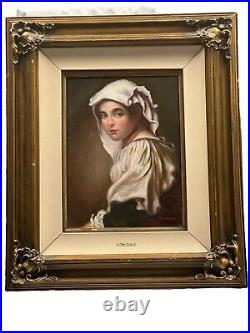 C. Jerrolp Original Oil on Canvas Framed Portrait Peggy KruegerSigned 26x 29